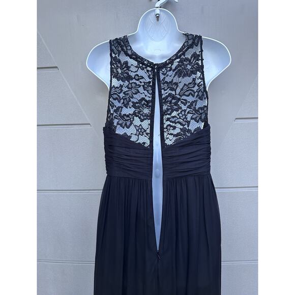 Aidan Mattox Black Illusion Neckline Lace & Silk Chiffon Gown Sz 6 Party Formal - Picture 9 of 16